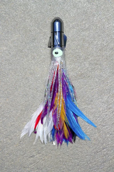 Feather skirted lure for big game angler fish — Stock Photo, Image