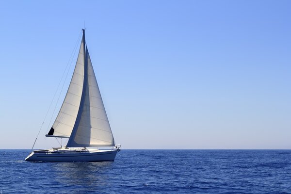 Beautiful sailboat sailing sails blue Mediterranean