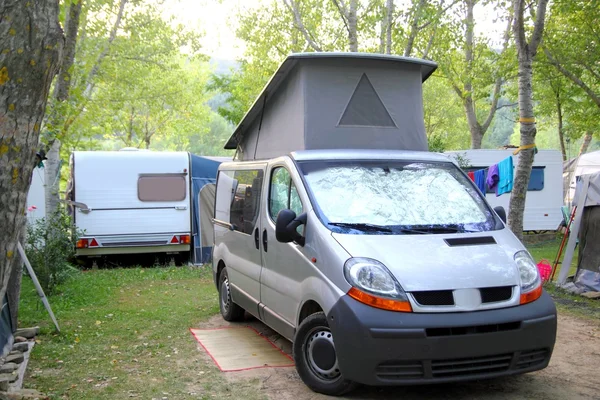 Camper camping tent park outdoors van — Stock Photo, Image