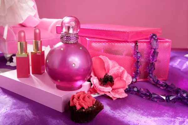 Barbie stílus divat smink hiúság fésülködő asztal — Stock Fotó