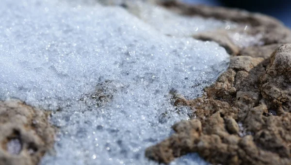 Kar makro ayrıntı. buzlu beyaz doku — Stok fotoğraf