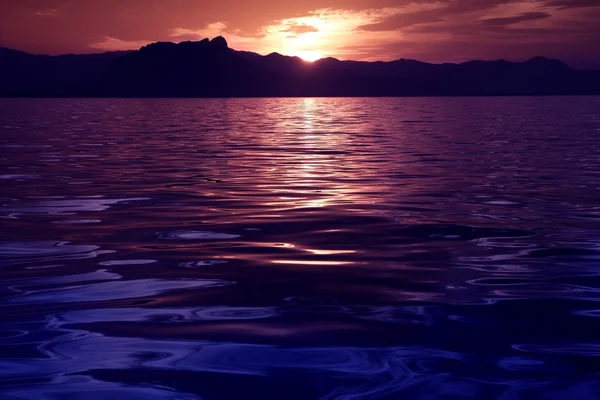 美丽海景海洋日落全反射 — 图库照片
