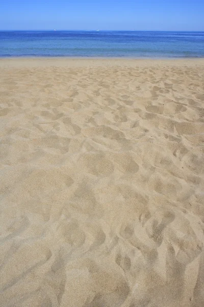 沙海滩角度看夏天的海岸线岸 — 图库照片