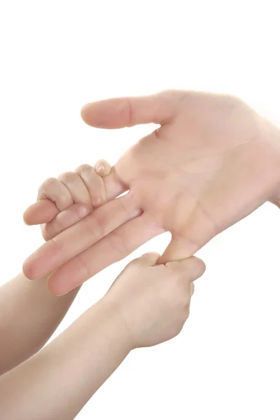 Mother and son, daughter hand together — Stock Photo, Image