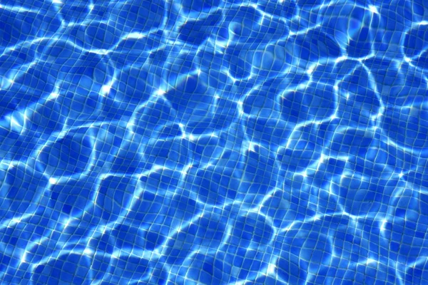 Textura de agua azul, piscina de azulejos en día soleado — Foto de Stock
