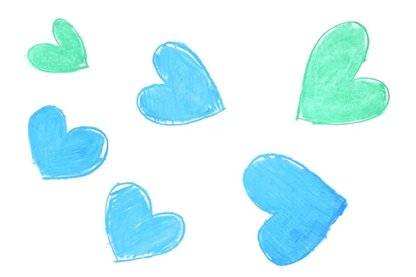 Colorido pintado a mano formas del corazón dibujar — Foto de Stock