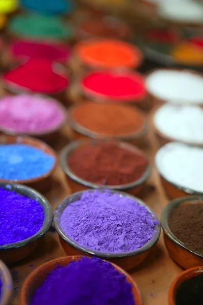 Colorful powder pigments in rows — Stock Photo, Image