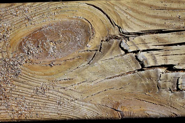 Leeftijd strand houtstructuur macro detail met zand — Stockfoto