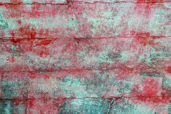 Yaşlı yeşil ve kırmızı boya duvar doku — Stok fotoğraf