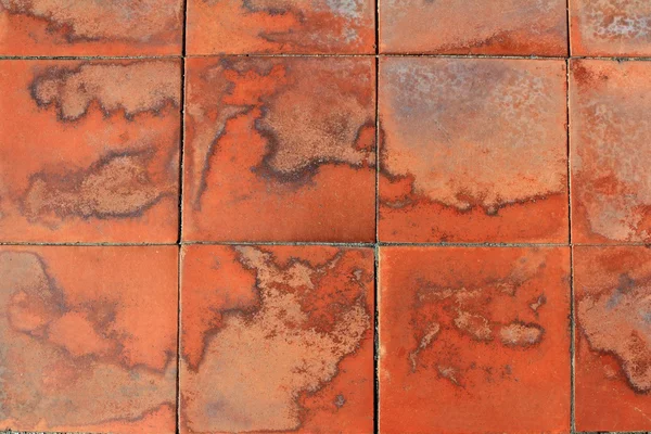 Klei rood vierkantje vloer tegels bodem patroon — Stockfoto