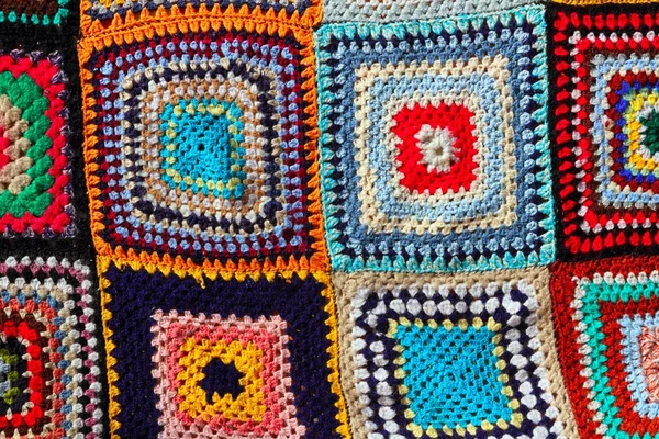 Crochet patchwork colorful pattern handcraft — Stock Photo, Image