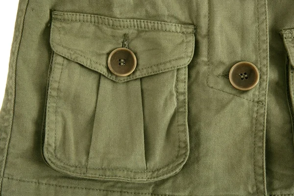 绿色的外套口袋里军事启发时尚细节 — 图库照片