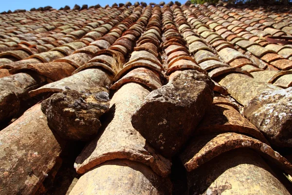 Clay roof tiles old aged arabic style in Spain — Stock Photo, Image