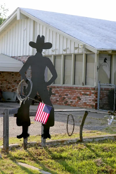 American flag with cowboy man silhouette — Stock Photo, Image