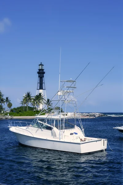 Florida Leuchtturm Pompano Strandboote — Stockfoto