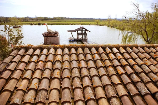 Patrón de tejas antiguas de arcilla en España — Foto de Stock
