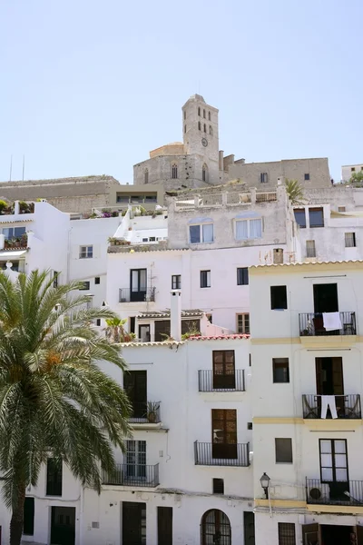 Ibiza mediterrán sziget építészet házak — Stock Fotó