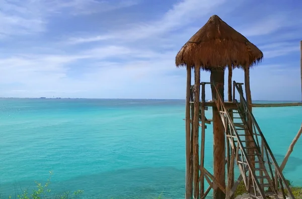 Caribbean sea wooden cabin Isla Mujeres Mexico — Stock Photo, Image