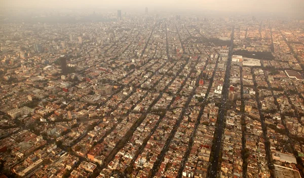 Mexico df city town aerial view from airplane — Stock Photo, Image