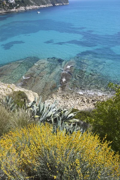 Moraira Mediterraneo mare turchese vista alta — Foto Stock
