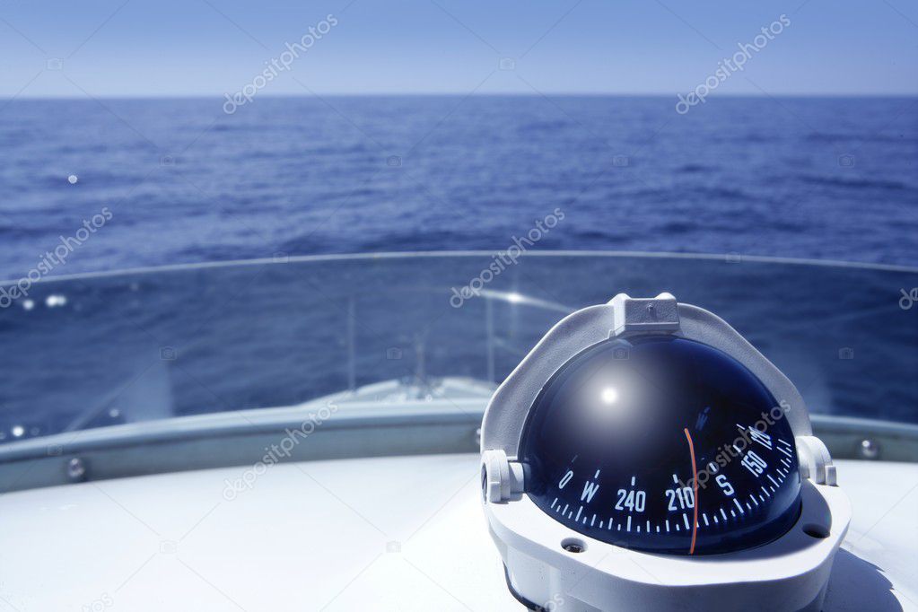Compass on a yacht boat tower