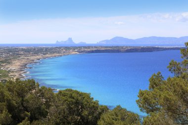 Havadan görünümü formentera Balear adaya Ibiza ufuk