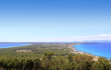 Havadan görünümü formentera Balear adaya Ibiza ufuk