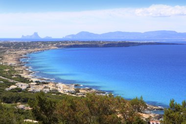 Havadan görünümü formentera Balear adaya Ibiza ufuk