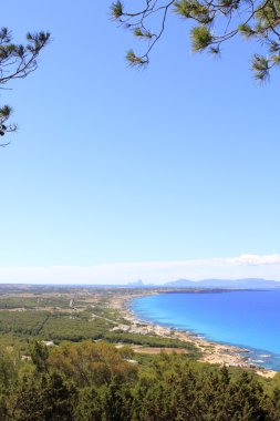 Havadan görünümü formentera Balear adaya Ibiza ufuk