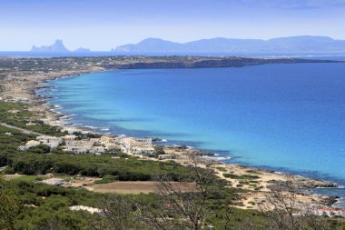 Havadan görünümü formentera Balear adaya Ibiza ufuk