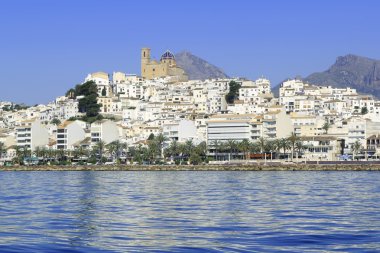 Altea Alicante province Spain view from blue sea clipart