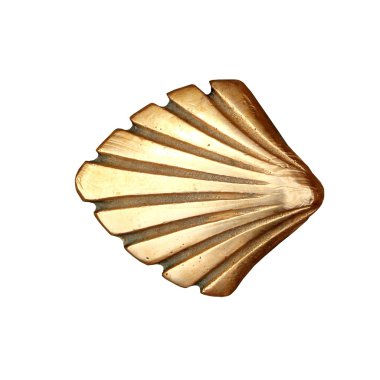 Saint James way shell golden metal white isolated clipart