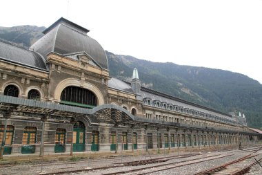 Canfranc train station old monument Spain clipart