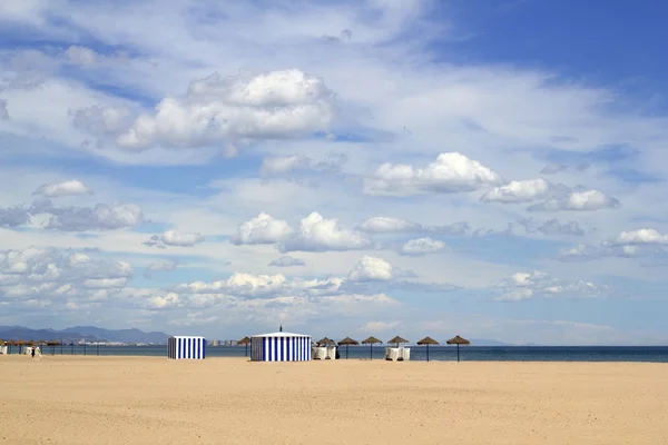 Malvarrosa sand beach in Valencia Spain blue sky — Stock Photo, Image