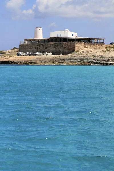 Moinho de vento de sal de atletas de vista mar Formentera — Fotografia de Stock