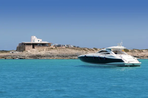 Molino de sal Illetes desde vista al mar Formentera — Foto de Stock