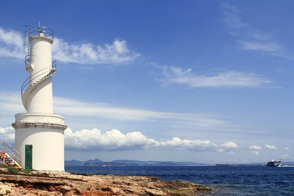 La Savina port lighthouse Formentera — Stock Photo, Image