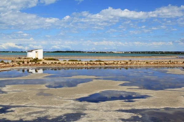 Ses Salines Formentera Saltworks horizon balearic — стоковое фото