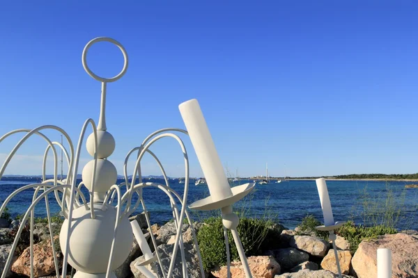 Candelabrum white Formentera island blue sea — Stock Photo, Image