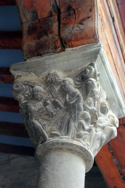 Jaca cathedral chapiter romanesque king David — Stock Photo, Image