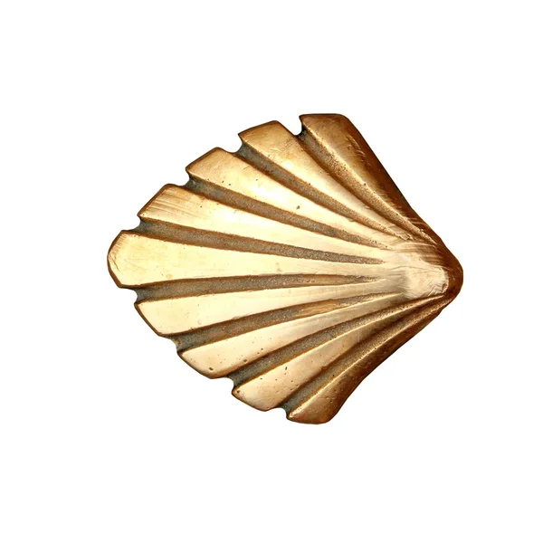 Szent Jakab út shell golden fém fehér elszigetelt — Stock Fotó