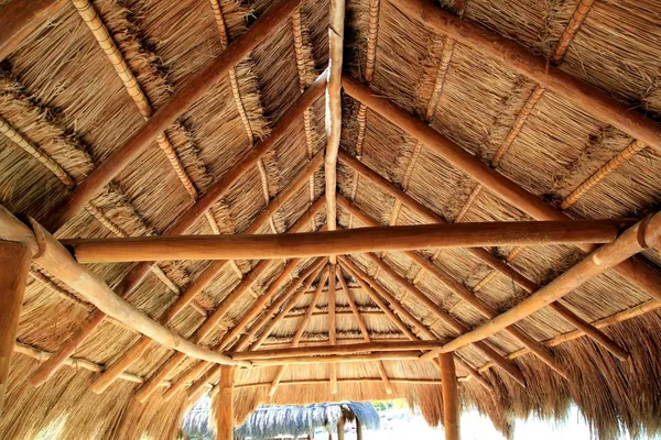 加勒比木制太阳屋顶 palapa — 图库照片