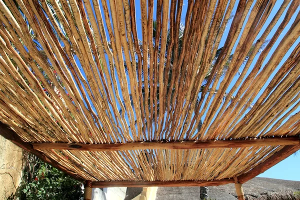 Palapa tropical México madeira cabine telhado detalhe — Fotografia de Stock