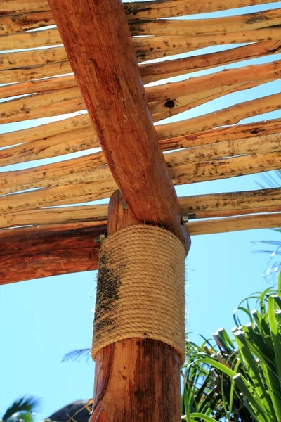Palapa τροπικό λεπτομέρεια στέγη ξύλινη καμπίνα Μεξικό — Φωτογραφία Αρχείου