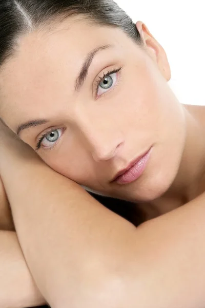 Schöne blaue Augen perfekte Frau sauberes Porträt — Stockfoto