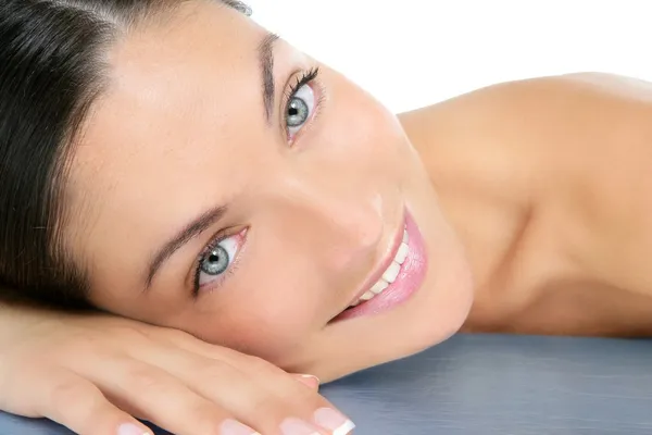 Beautiful clean cosmetics woman close up portrait — Stock Photo, Image