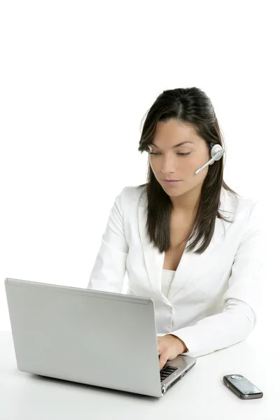Beautiful businesswoman with headset — Stock Photo, Image