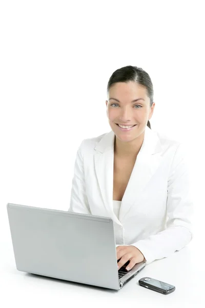 Moderne zakenvrouw met wit pak. — Stockfoto