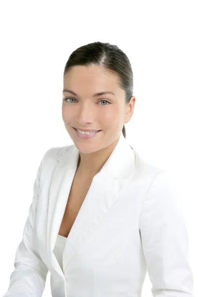 Attraktiva affärskvinna med vit kostym — Stockfoto