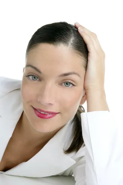 Beautiful white suit businesswoman portrait — Stock Photo, Image